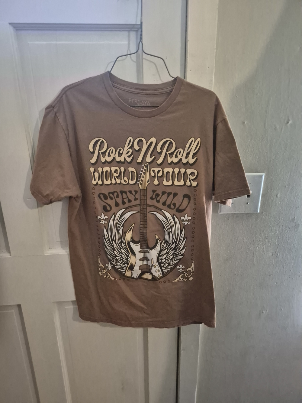 Persaya Brown Graphic 'Rock N Roll World Tour' Tee